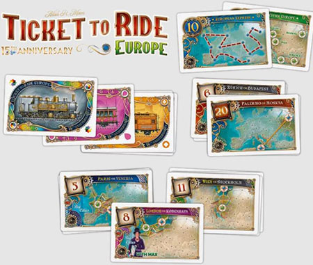 Layout kaarten Ticket to Ride Europe Anniversary
