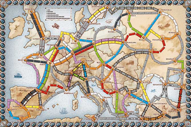 spelbord van Ticket to Ride Europe